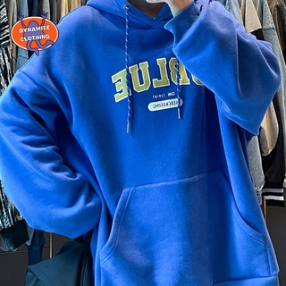 Áo hoodie nhung xanh dương in chữ phong cách hip hop thời trang sành điệu cho nam nữ size M-5XL