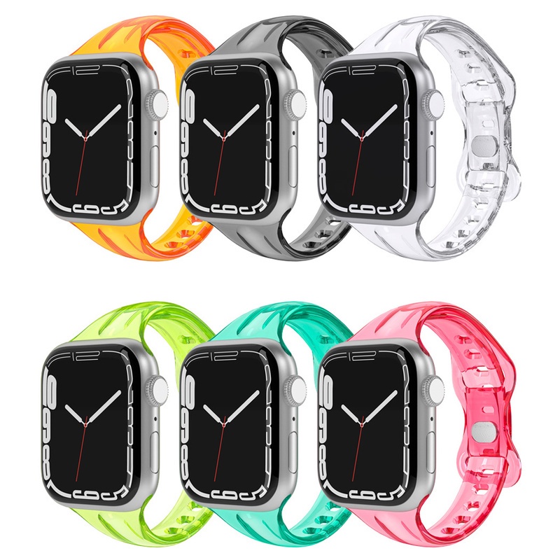 Dây Đeo Bằng Silicone Mềm Trong Suốt Cho Đồng Hồ Apple Watch 45mm 40mm 38mm 41mm 44 iWatch Series 7 / 6 / SE / 5 / 4 / 3
