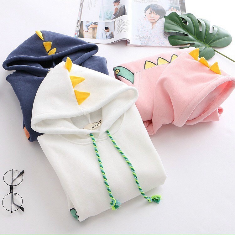 Áo Hoodie Nón Chui Trùm Đầu Nữ Nam Unisex Chất Vải Nỉ Poly Khủng Long Túi Bụng