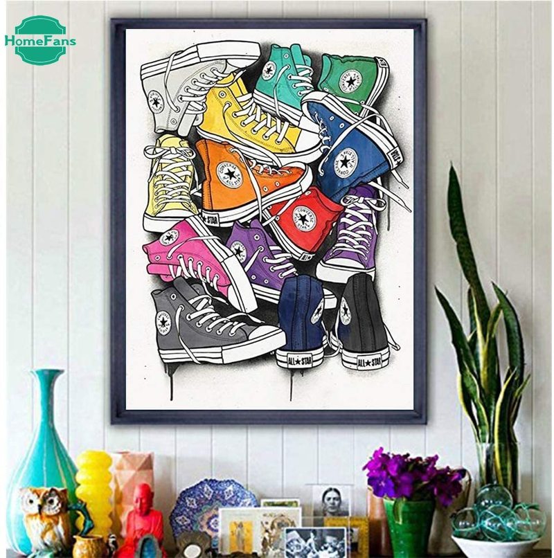 Bộ tranh đính đá 5D tự làm 30 X 40cm hình giày cao gót