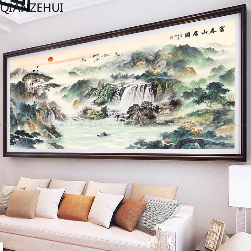 Bộ Dụng Cụ Thêu Tranh Chữ Thập 11CT DIY Hình Phong Cảnh Nước Giàu Nước