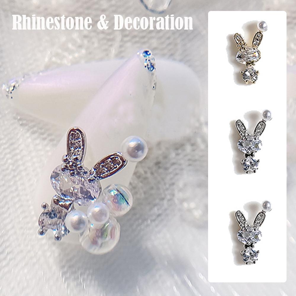Phụ Kiện Trang Trí Móng Tay Hình Thỏ Hoạt Hình 3D Xinh Xắn