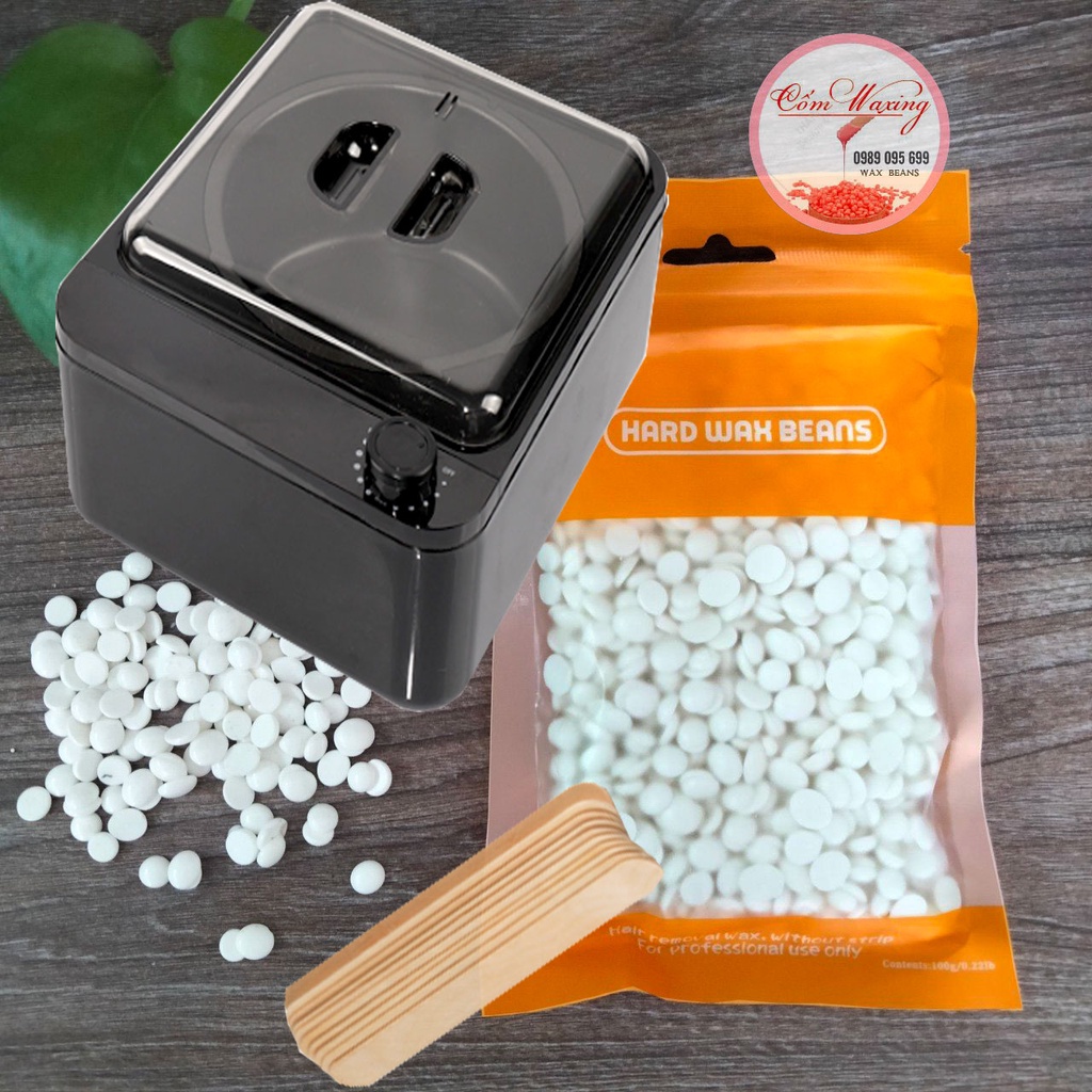 100G Sáp coconut + Nồi nấu sáp wax lông chống dính cao cấp tặng que gỗ