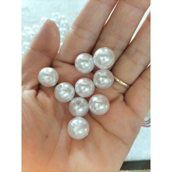 Hạt ngọc trai nhựa size 12li trắng làm handmade