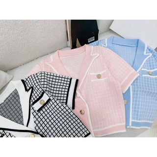 ÁO LEN CỔ VEST VIỀN FORM LỬNG 210622