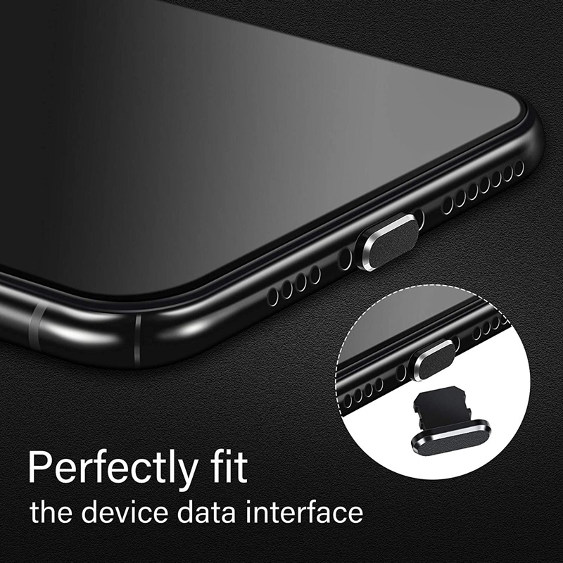 Bộ 4 Nút Bịt Cổng Sạc Chống Bụi Cho iPhone 13 / 12 / 11 Đen