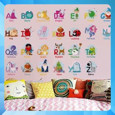 Decal dán tường cho bé học chữ bảng chữ cái kèm tiếng anh