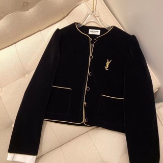 Áo khoác nhung cao cấp thêu chữ y.s.l dáng ngắn [Ảnh thật 3-8]