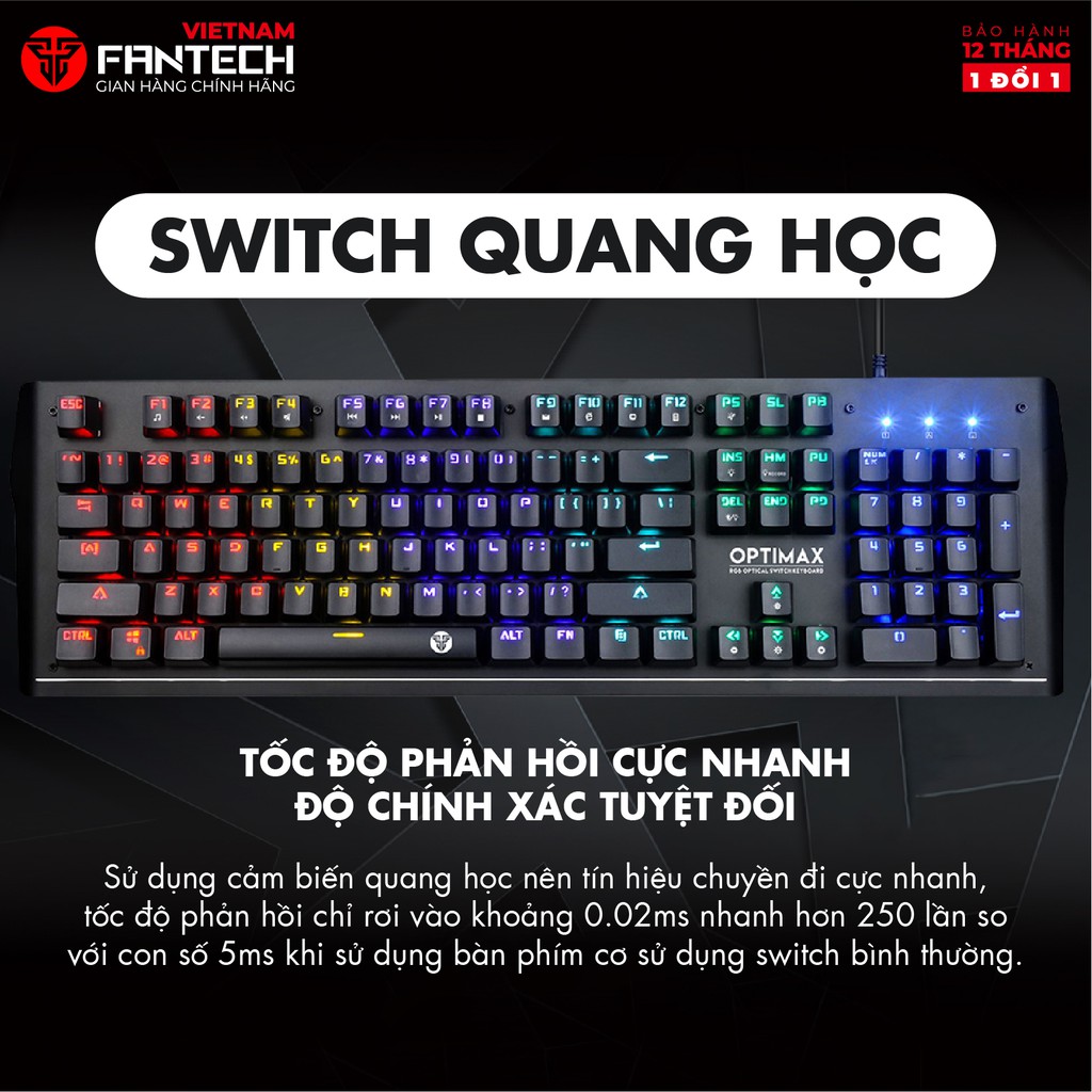 Bàn phím Cơ Optical Blue Switch Full size RGB Backlit Ghost Gaming - ✪ Fantech MK885 ✪ Blue Switch