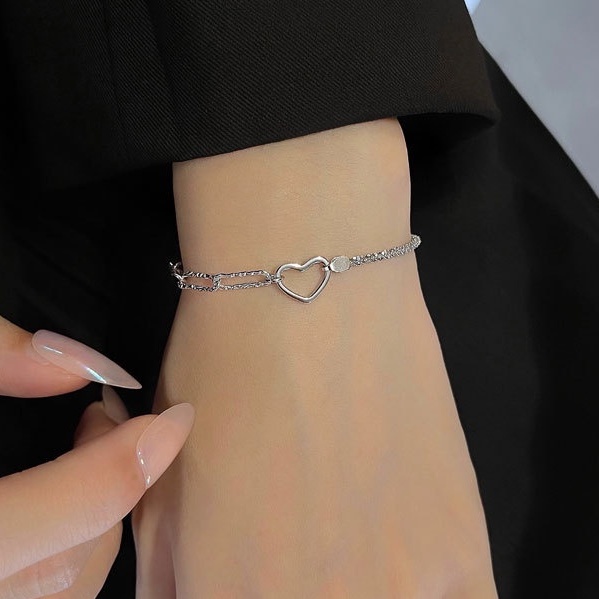Vòng tay bạc ý 925 trái tim tình cảm lắc tay nam nữ cá tính