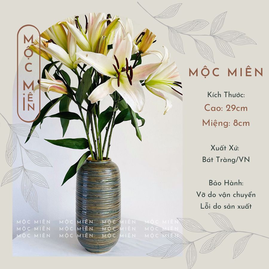 Lọ Hoa men hỏa biến men Ánh Bạc nhiều mẫu Gốm Mộc Miên, bình hoa trang trí decor gommocmien Bát Tràng