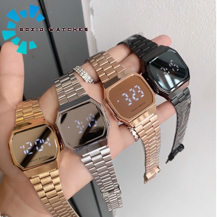 Đồng hồ nam, nữ Gozid Tráng gương LED cảm ứng cao cấp, dây thép sang trọng cho giới trẻ-Gozid.watches - HÀNG MỚI VỀ