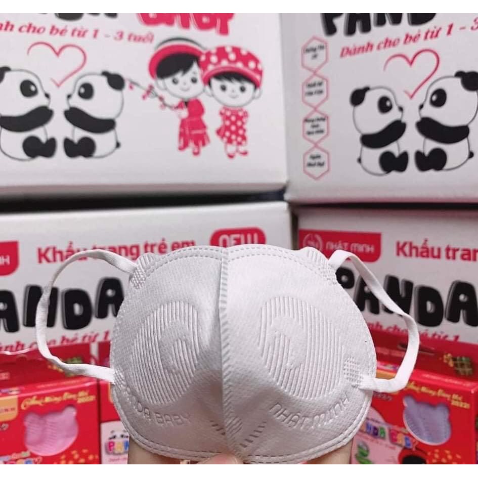 Khẩu trang y tế 3 lớp kháng khuẩn gấu panda bé trai bé gái 1 bịch túi 10 chiếc màu trắng, xanh, hồng cho trẻ từ 1-3 tuổi