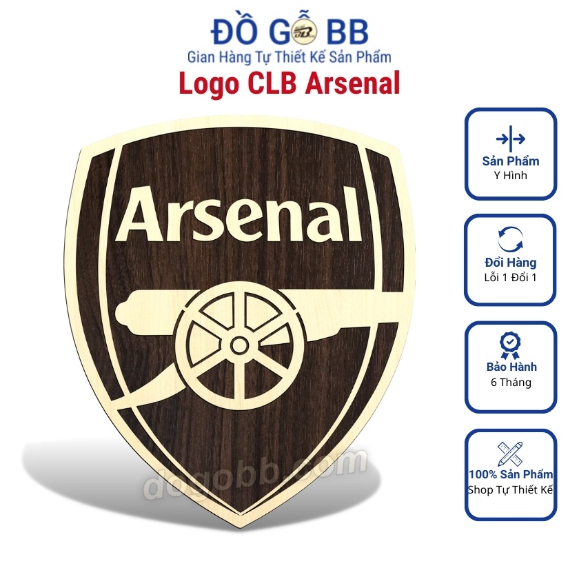 Logo Bóng Đá Logo Arsenal (The Gunners) Decor Trang Trí Treo Tường Bằng Gỗ Bền Rẻ Đẹp - Đồ Gỗ BB