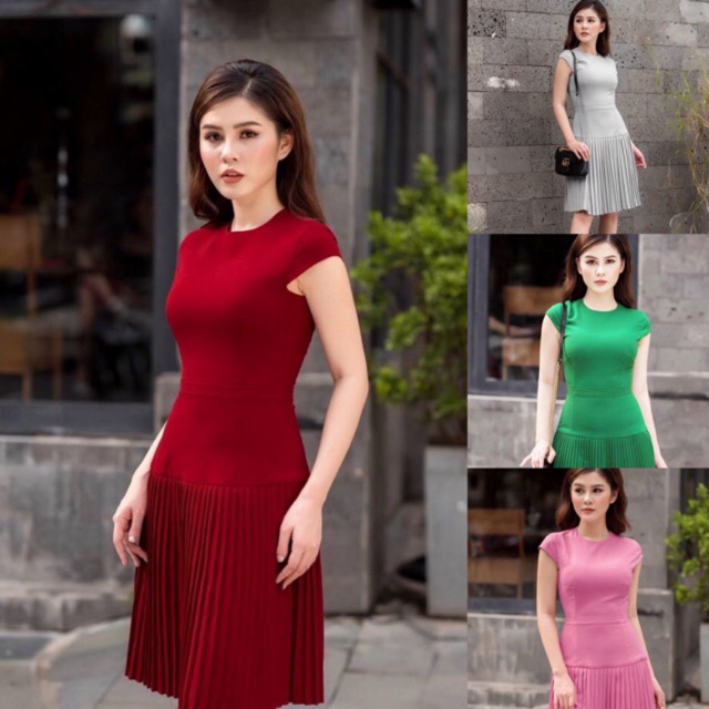 Đầm thun xòe xếp ly ngắn tay phom chữ A basic (có nhiều màu sắc)