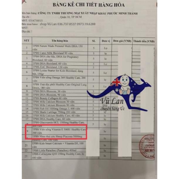 VITAMIN E HEALTHY CARE 500IU 200 viên - Xuất xứ Úc