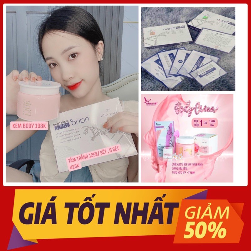 Combo tắm trắng nano và body pink🍎[𝐇𝐀̀𝐍𝐆 𝐂𝐇𝐈́𝐍𝐇 𝐇𝐀̃𝐍𝐆 ]👅dưỡng trắng toàn thân