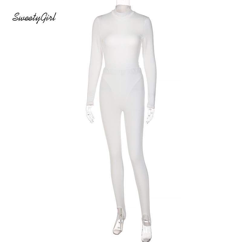 Set Áo Liền Quần Dài Tay Hở Lưng Màu Sắc Đơn Giản Thời Trang Nữ