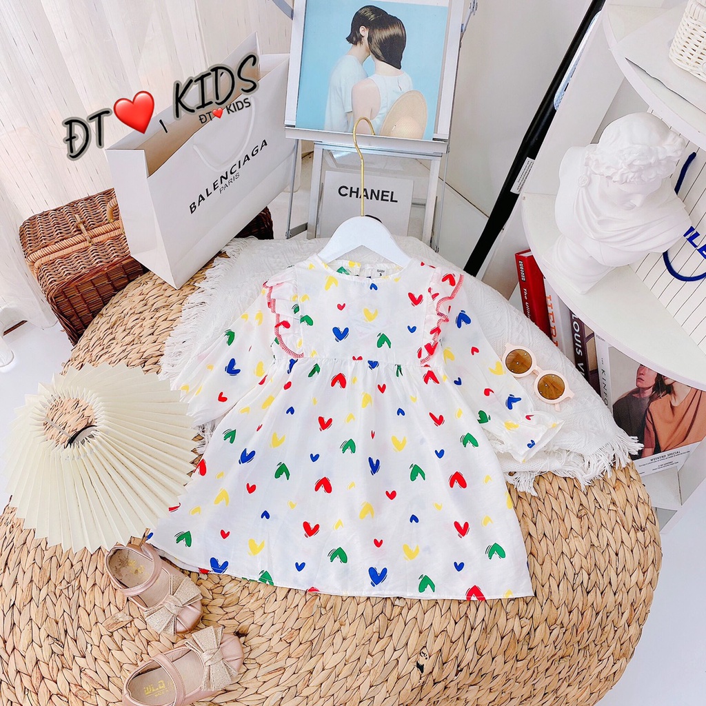 Váy tim dài tay sắc màu bé gái