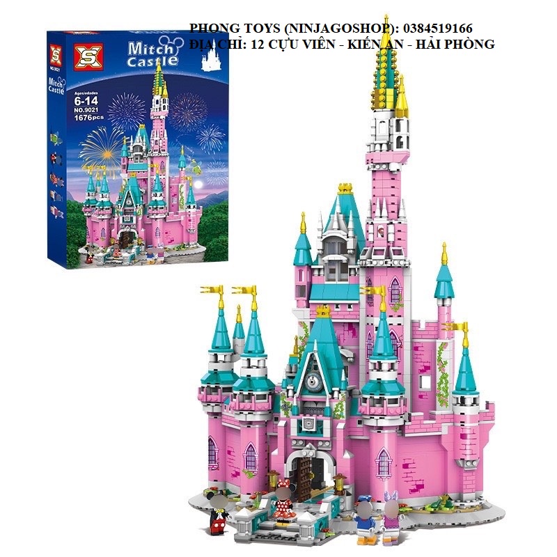 [Ảnh thật] Lắp ráp xếp hình Lego Friend SX 9021 : Thiên đường Lâu đài Hồng của Mickey Pink Castle Paradise 1676 mảnh
