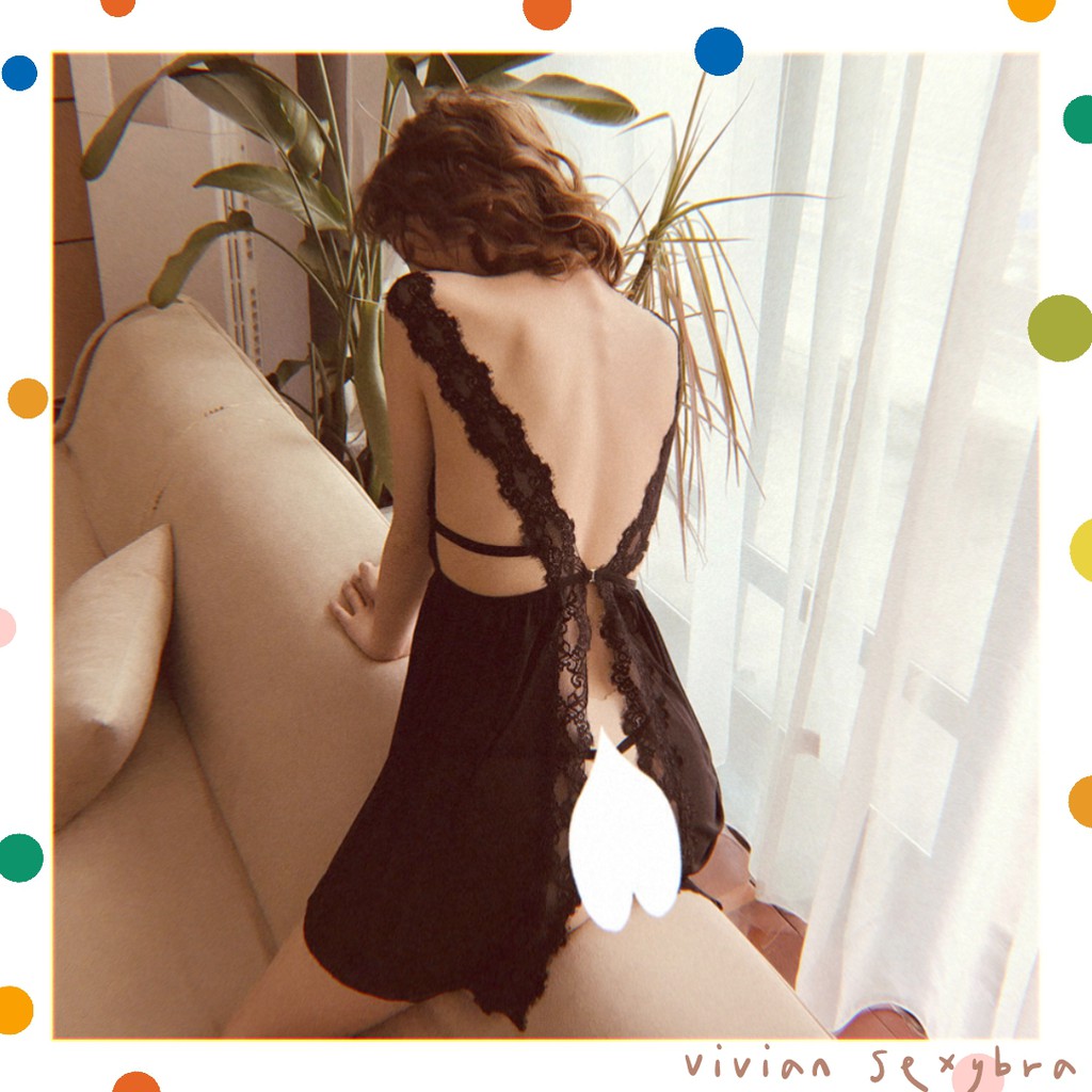 （Q1,HCM）🌺Gửi hàng đặt trước ngày 1/8🌺váy ngủ sexy 2 dây🌺 Cute đẹp dễ thương ren xuyên thấu quyến rũ +Quần lót ---001