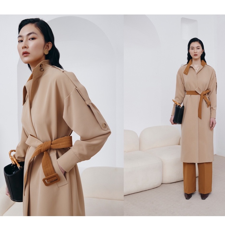 Mangto nude cổ cao phối đai nâu tây -  RA2152Nu | BigBuy360 - bigbuy360.vn