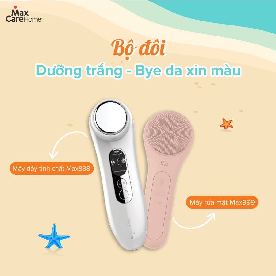 [Combo giảm 798K] Máy đẩy tinh chất ion dưỡng trắng Maxcare Max888 + Máy rửa mặt Maxcare Max999