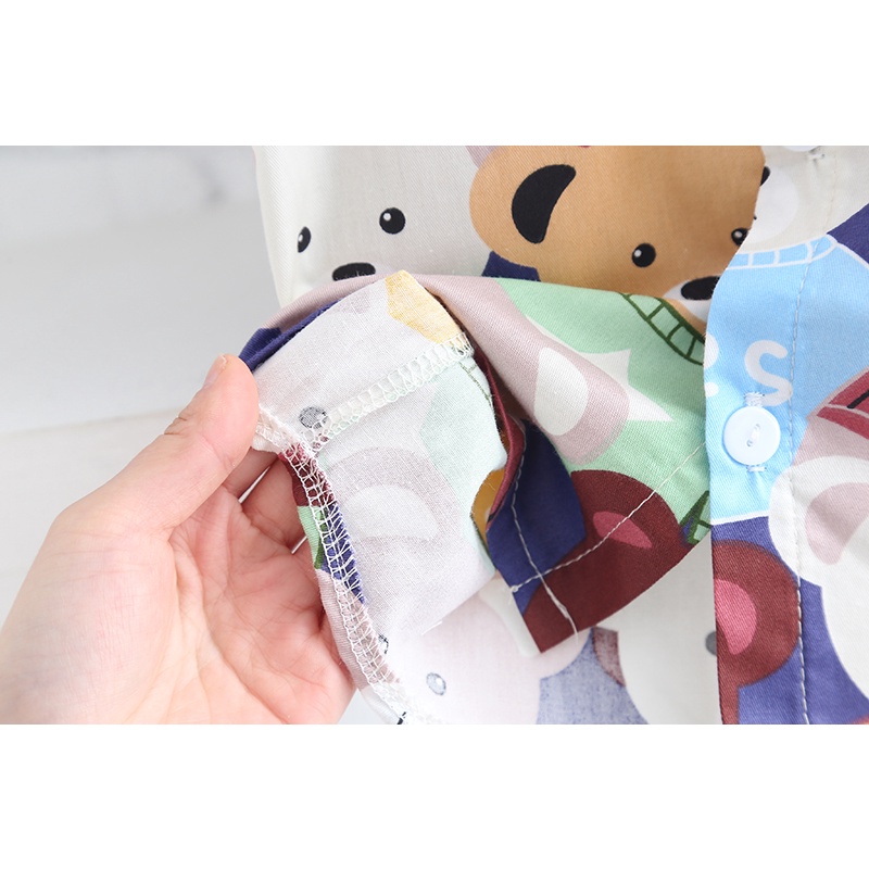Bộ Áo Sơ Mi Tay Ngắn In Họa Tiết Động Vật Hoạt Hình + Quần Short Cotton Thời Trang Mùa Hè Dành Cho Bé 80-110cm