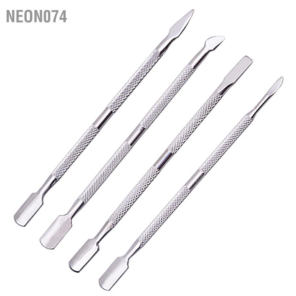 Neon074 Neon074 4 cái Dụng cụ đẩy lớp biểu bì Chất liệu thép không gỉ Có kết cấu Hình thức nhỏ gọn Lớp Máy cắt móng tay cho Thẩm mỹ viện