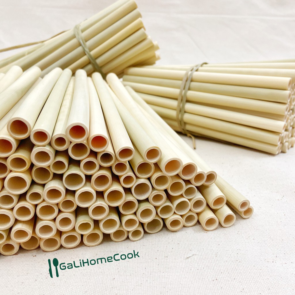 Ống hút tre (Bamboo Straws) hút trà sữa, hút sinh tố - Cọ rửa xơ dừa - Galihomecook | BigBuy360 - bigbuy360.vn
