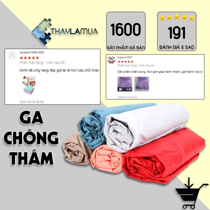 Ga Trải Giường Cotton Poly, Ga Nệm Drap Giường Chống Thấm Loại Trơn Các Màu Các Size