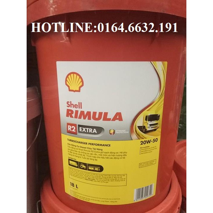 Dầu động cơ Shell Rimula R2 Extra 20W-50 xô 18L