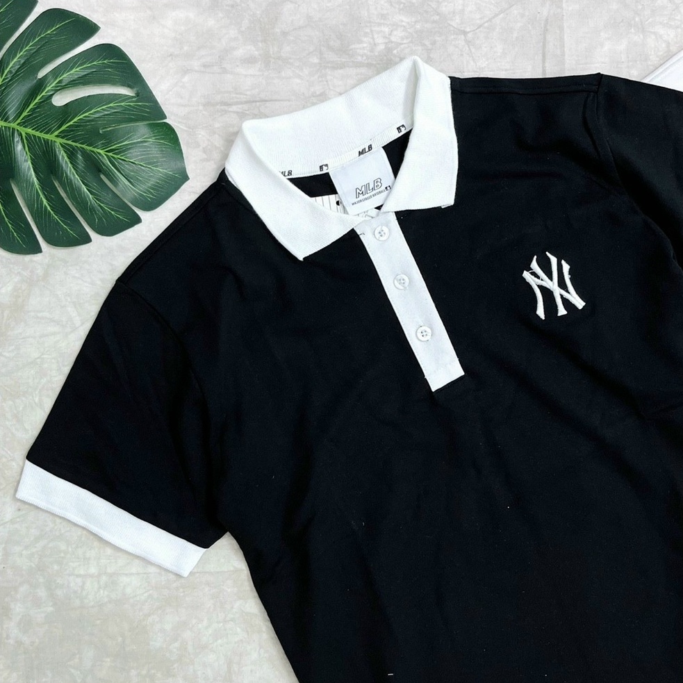 ẢNH THẬT - Áo Polo MLB New York Basic Đen, Trắng VNXK - ÁO THUN HÀNG XUẤT DƯ
