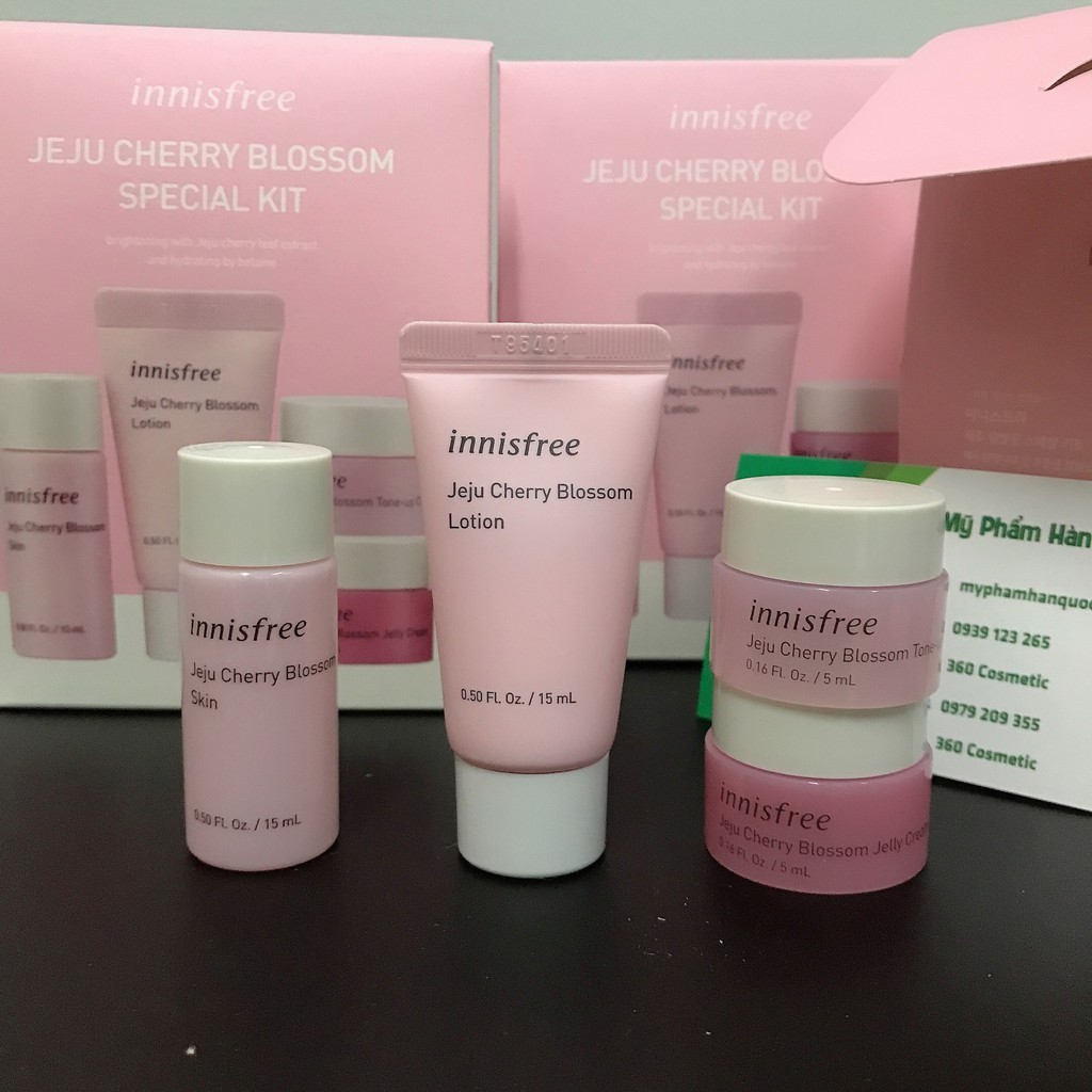 Bộ dưỡng da innisfree hoa anh đào, set innisfree mini cheryy blossom dưỡng trắng da