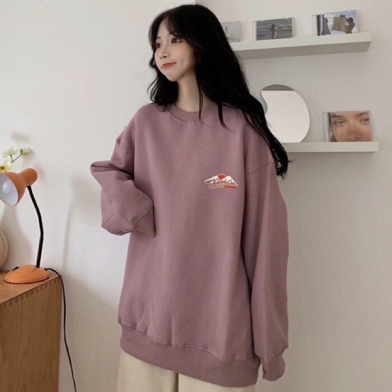 Áo nỉ sweater da cá cực xinh 3 màu hồng, đỏ, be phong cách Hàn quốc | BigBuy360 - bigbuy360.vn