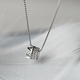 S925 Bạc Vương Miện Mặt Dây Chuyền Gợi Cảm Xương Đòn Vòng Cổ Đơn Giản Nữ Trang Sức