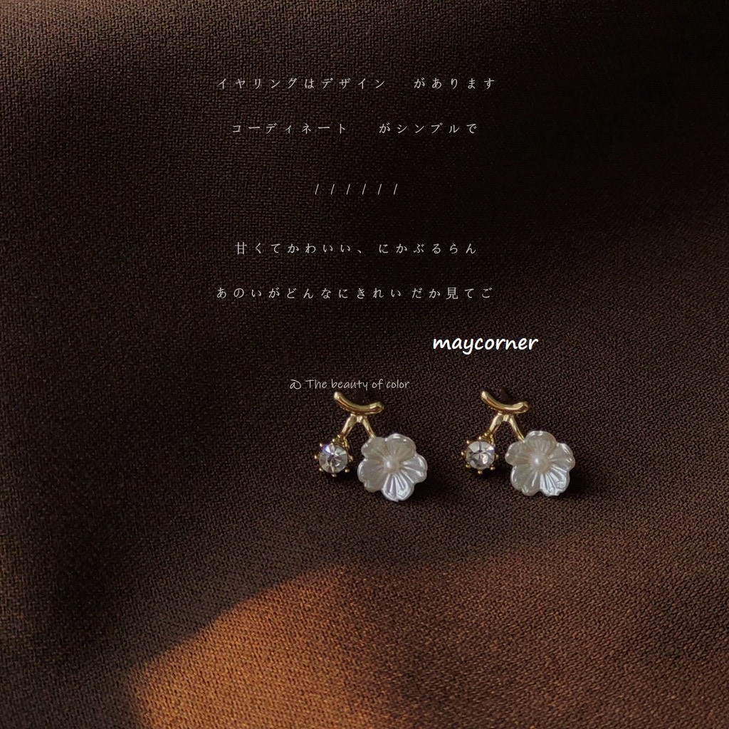 Khuyên tai cành hoa mạ bạc 925 cao cấp A883