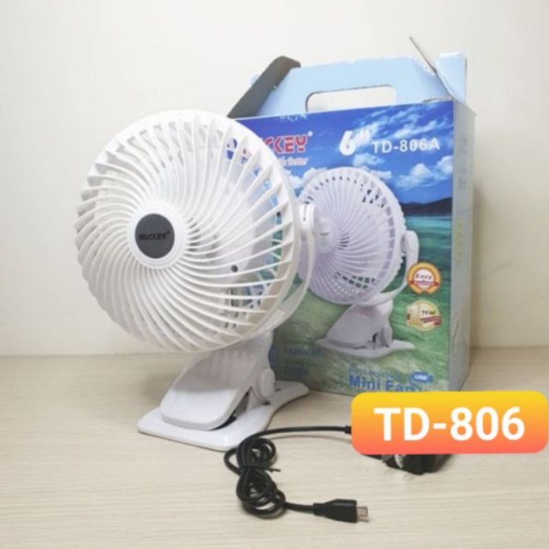 Quạt Sạc Kẹp MICKEY TD-806