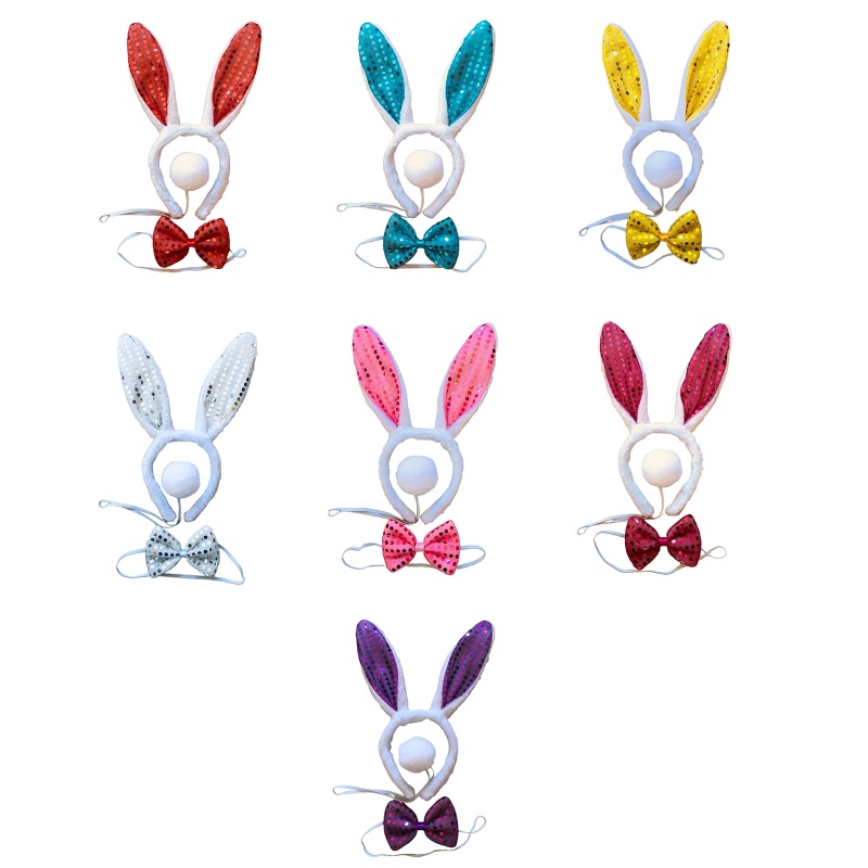 Bộ 3 Băng Đô Tai Thỏ Hoạt Hình Dùng Hóa Trang