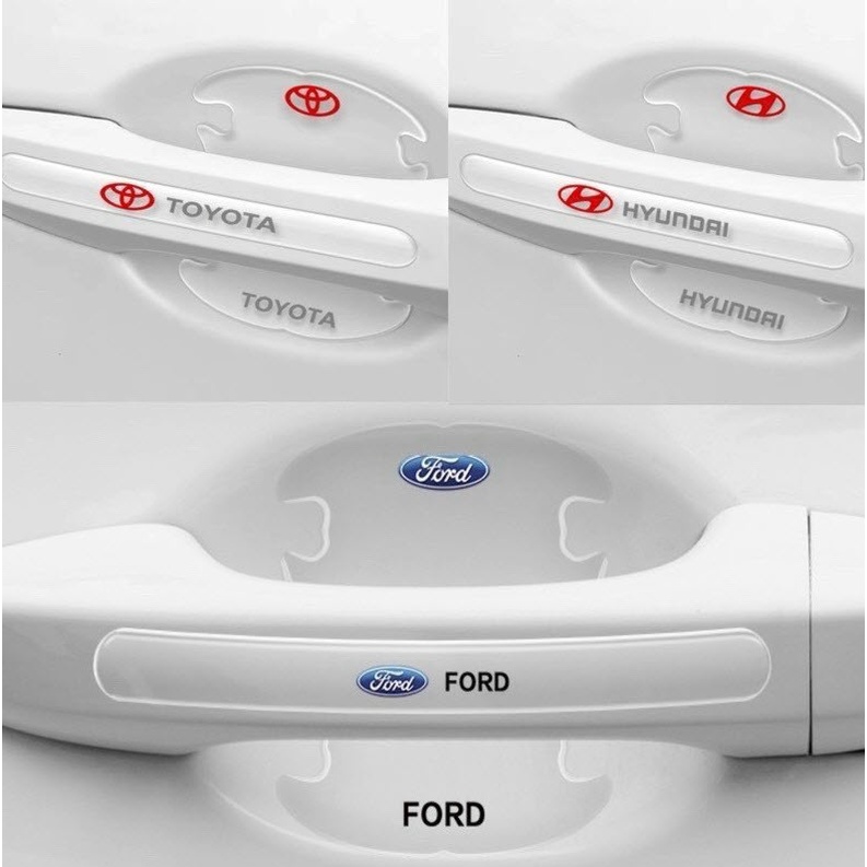 Bộ 10 Miếng Dán Silicon Chống Xước Hõm Cửa, Tay Cửa, Gương Xe Có Logo