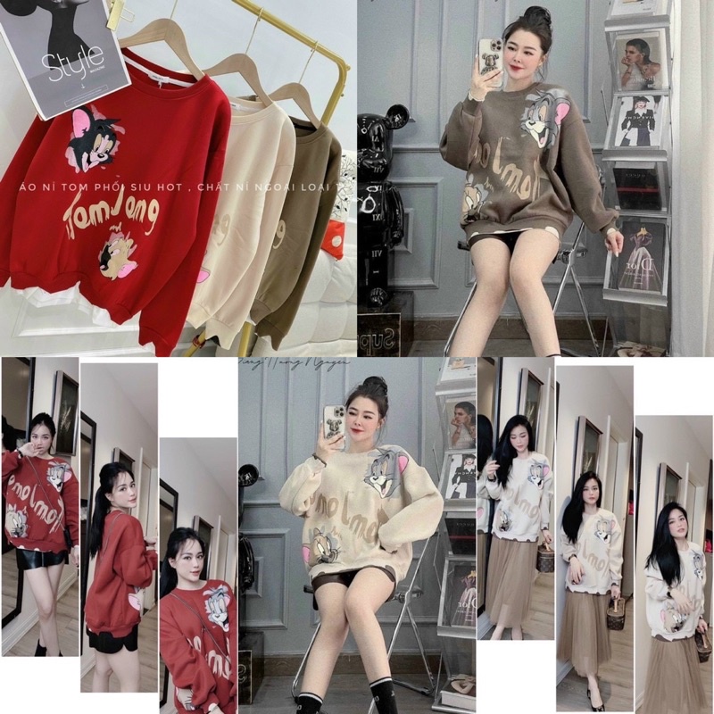 Áo nỉ đỏ be dành cho nữ