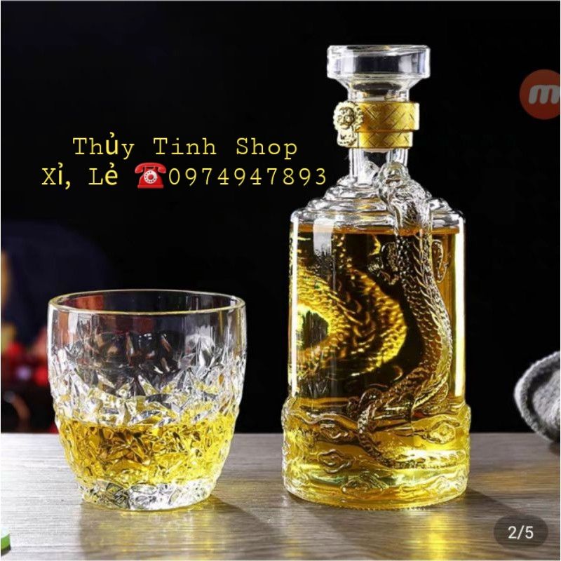 [ RẺ VÔ ĐỊCH ] Chai Đựng Rượu Thủy Tinh Rồng Nổi 500ml Cao Cấp