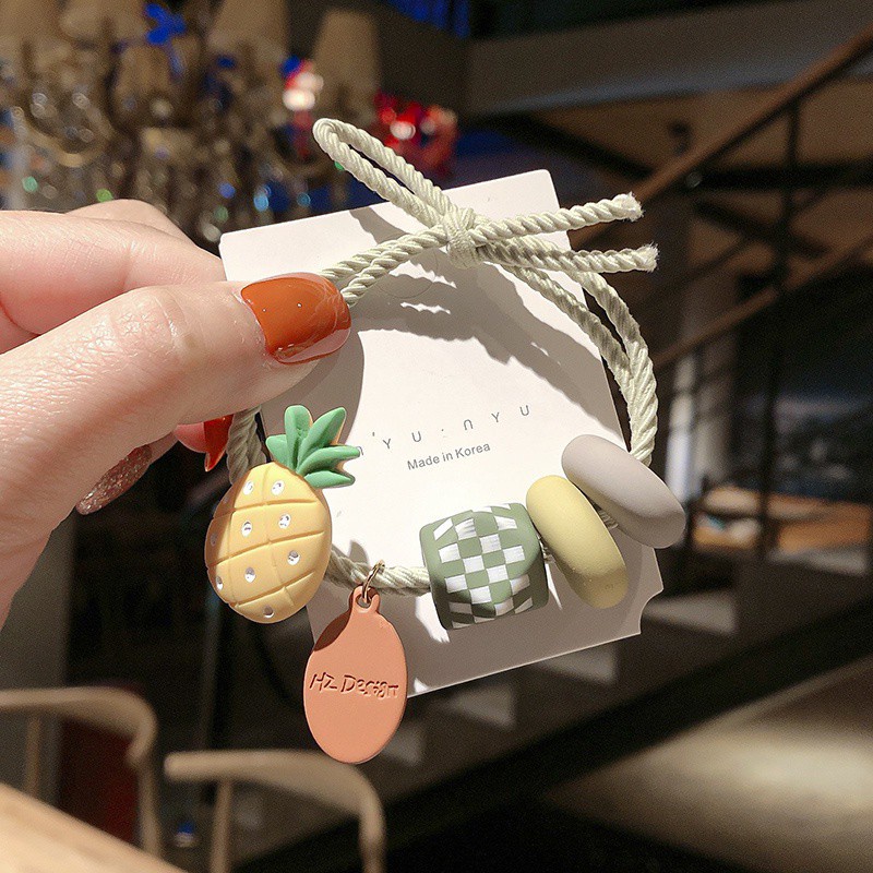 Dây Cột Tóc Hình Trái Cây Hoạt Hình Phong Cách Hàn Quốc Xinh Xắn Cho