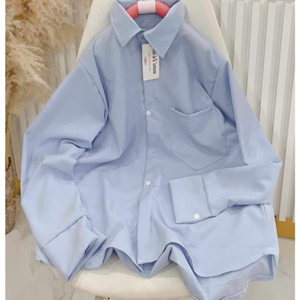 Áo Sơ Mi  Nữ  Form Rộng Hàn Quốc Đũi Trơn Dày Mịn Thoáng Mát Thiết Kế Thời Trang Kiểu Dáng Năng Động Trẻ Trung