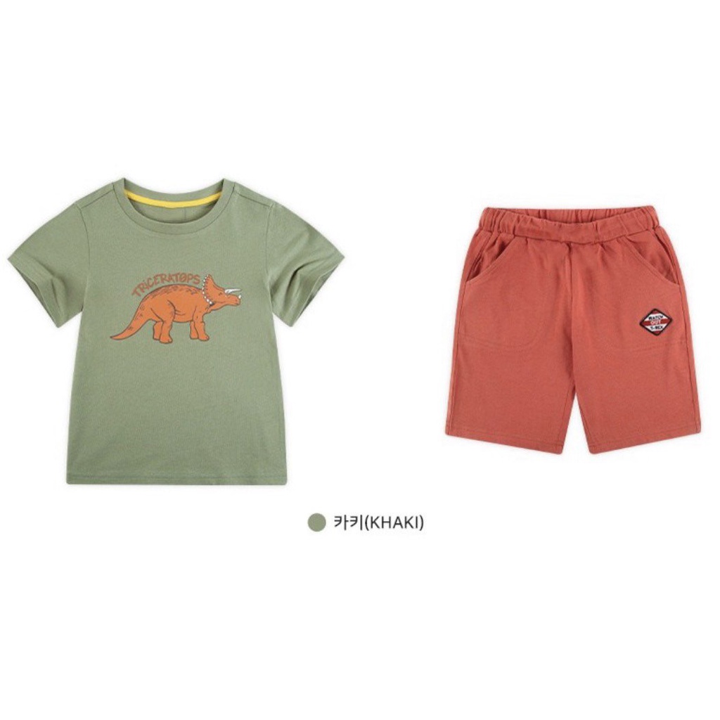 Bộ cotton hè cho bé trai hình khủng long BJJ003