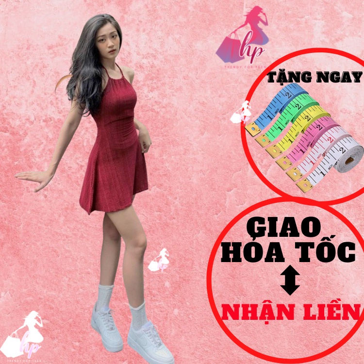 Đầm yếm nữ ánh nhũ hở lưng, váy nhung cột nơ dáng ngắn xẻ tà dáng chữ A mầu đen kiểu hàn quốc thời trang VD115