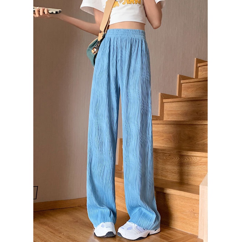 Quần dài IELGY dáng rộng mỏng lưng cao thời trang tùy chọn màu sắc dành cho nữ