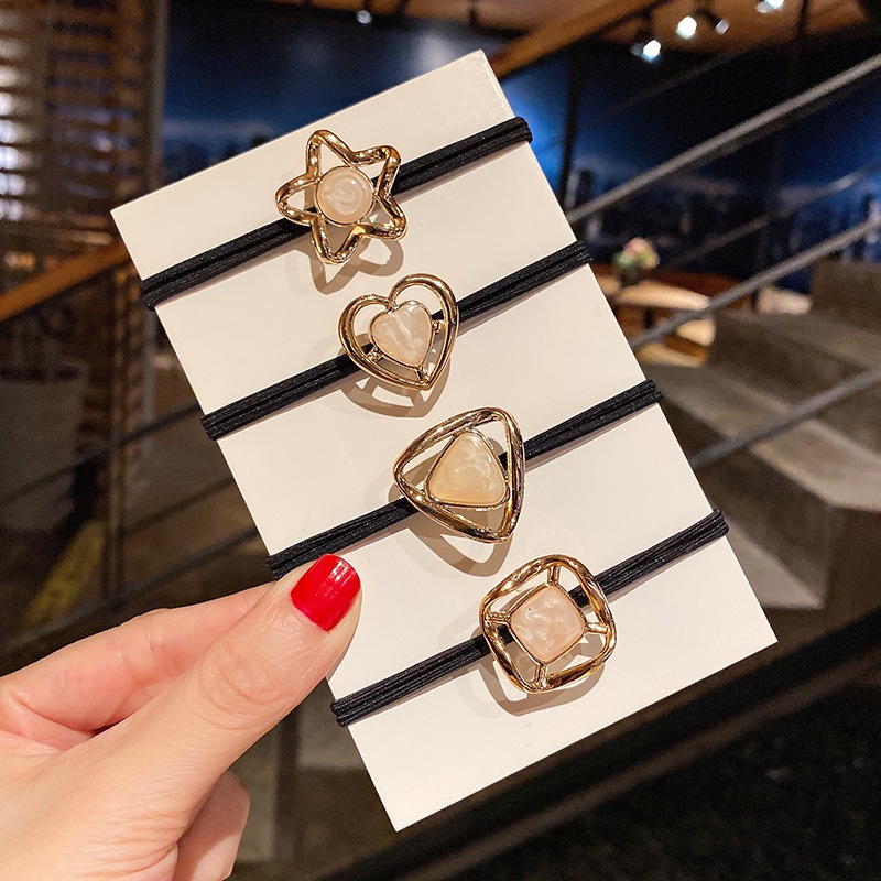 Dây Cột Tóc Mặt Hình Ngôi Sao / Trái Tim Bằng Nhựa Resin Thanh Lịch Cho Nữ