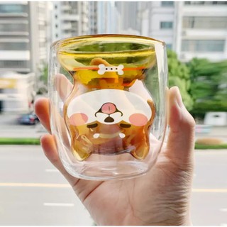 Ly thủy tinh hình chó/ thỏ cute 2 lớp
