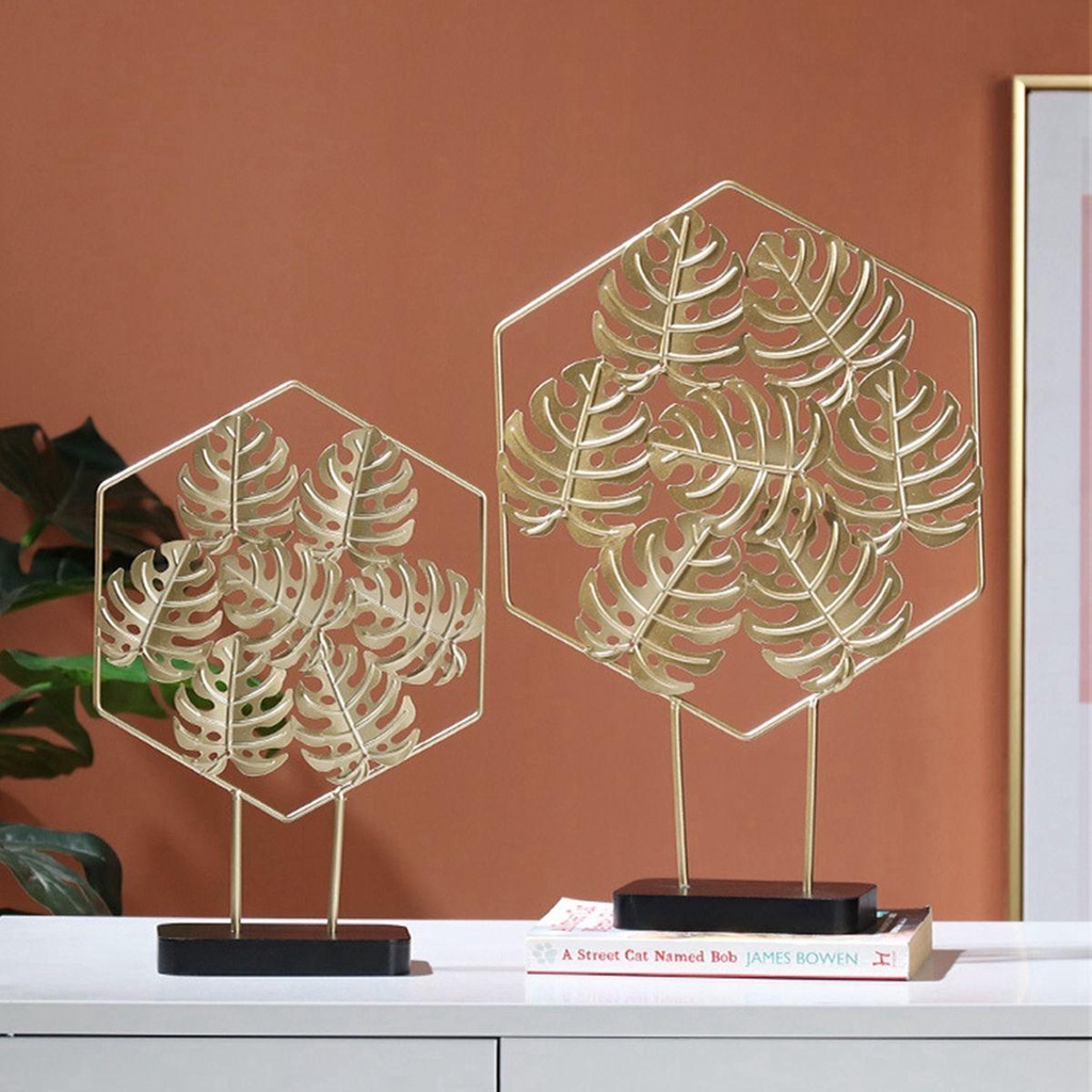 YIYU Bức Tượng Lá Ginkgo Bằng Sắt Đế Gỗ Phong Cách Bắc Âu Hiện Đại Dành Cho Phòng Kh